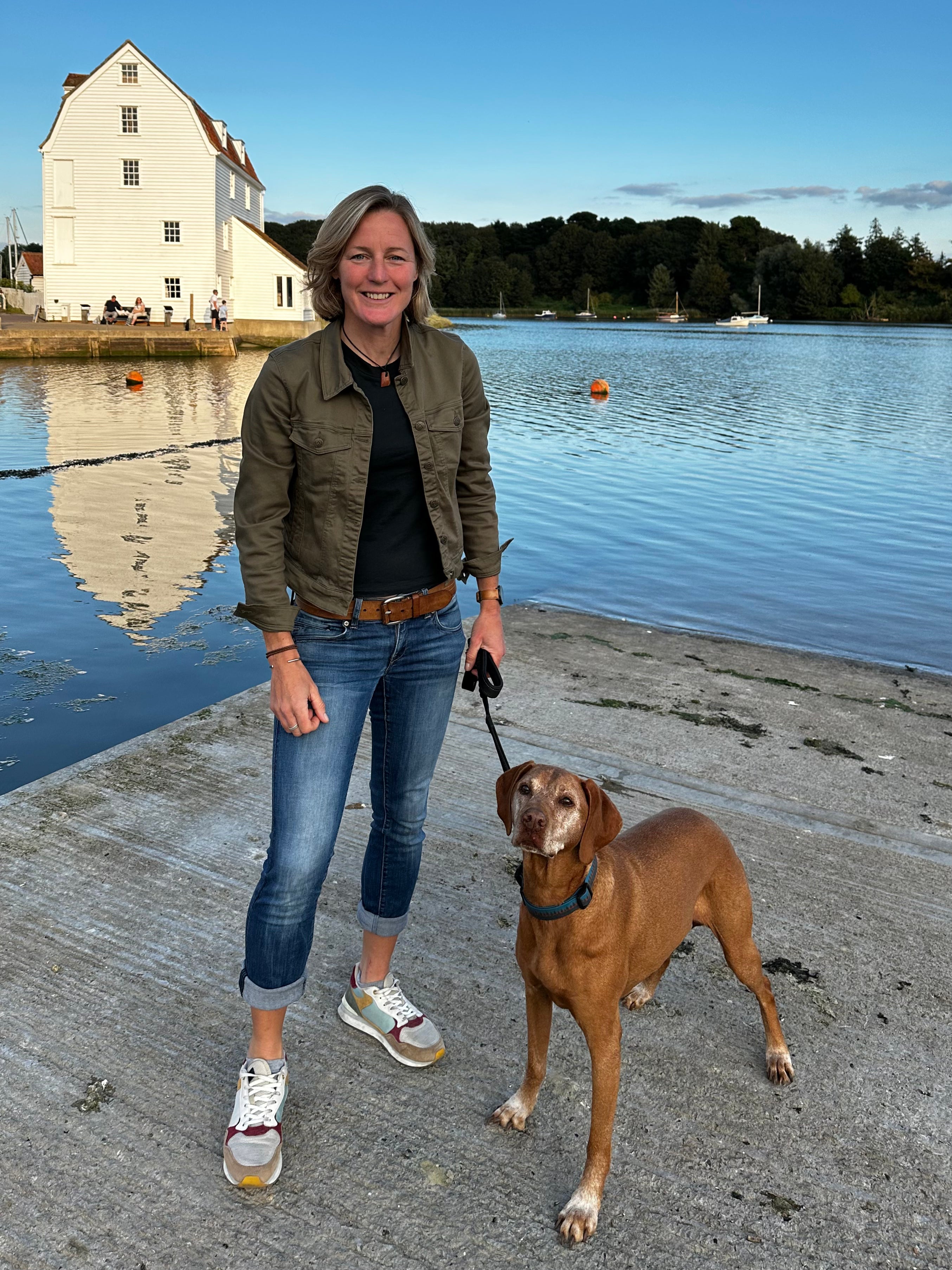 Emma and Zulu the founders by the Tide Mill in Woodbridge, Suffolk