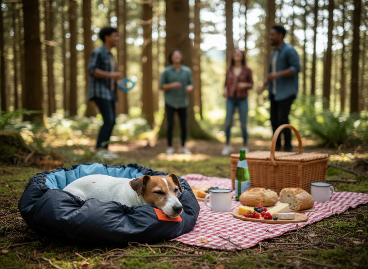 Small Travel Dog Bed | Blue & Blue