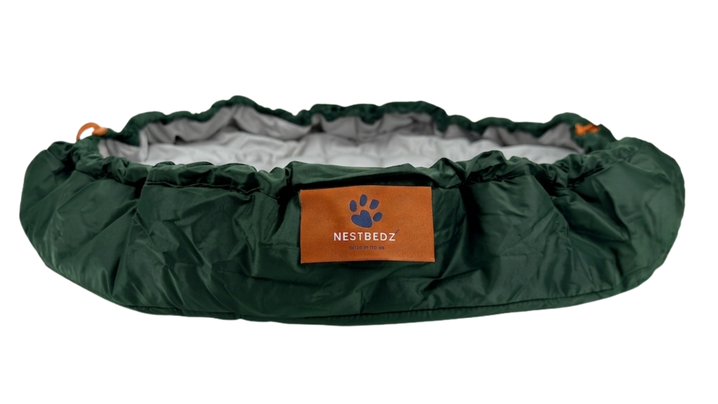Large Travel Dog Bed | Green & Grey